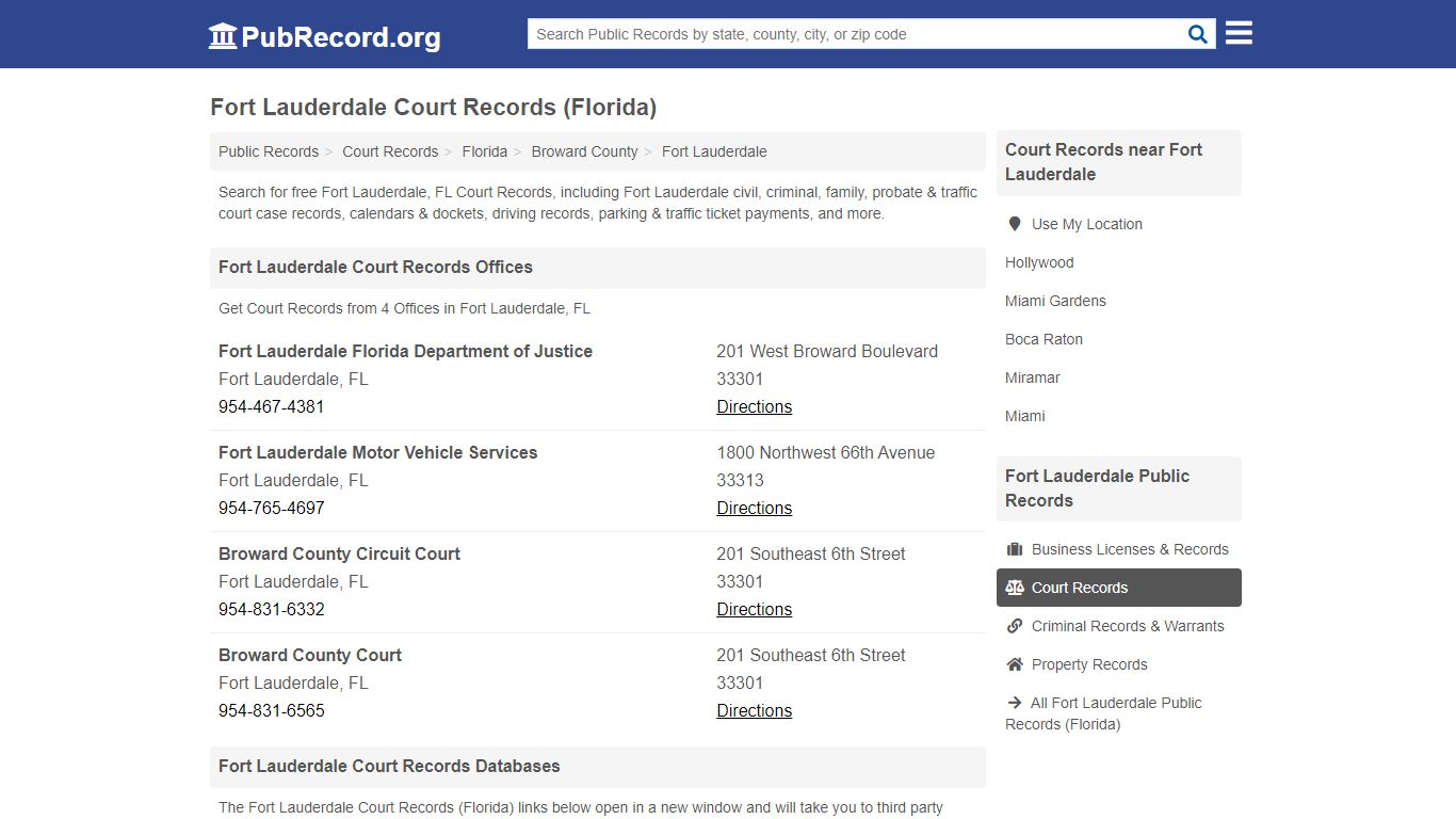 Free Fort Lauderdale Court Records (Florida Court Records) - PubRecord.org