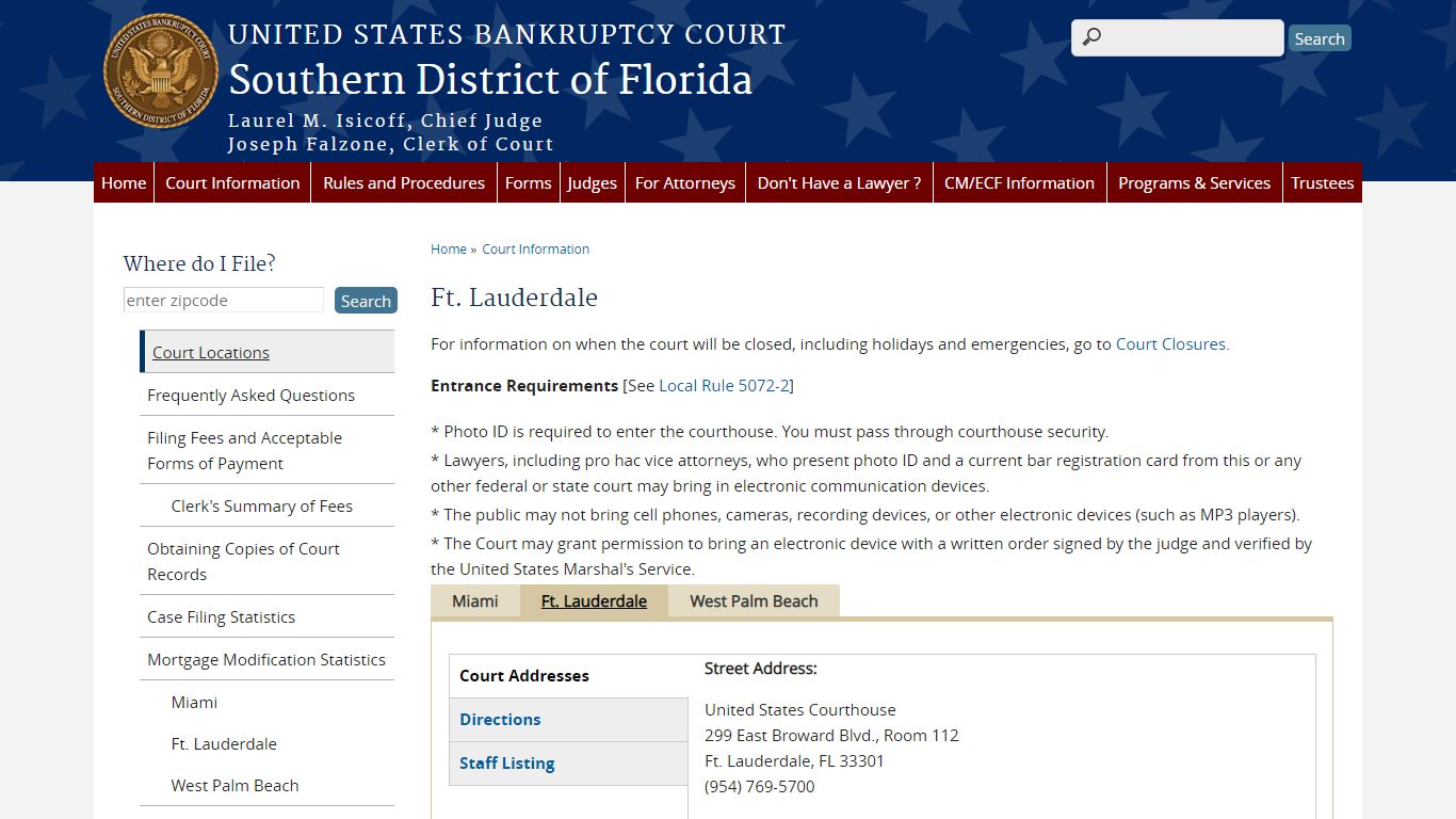 Ft. Lauderdale - United States Bankruptcy Court