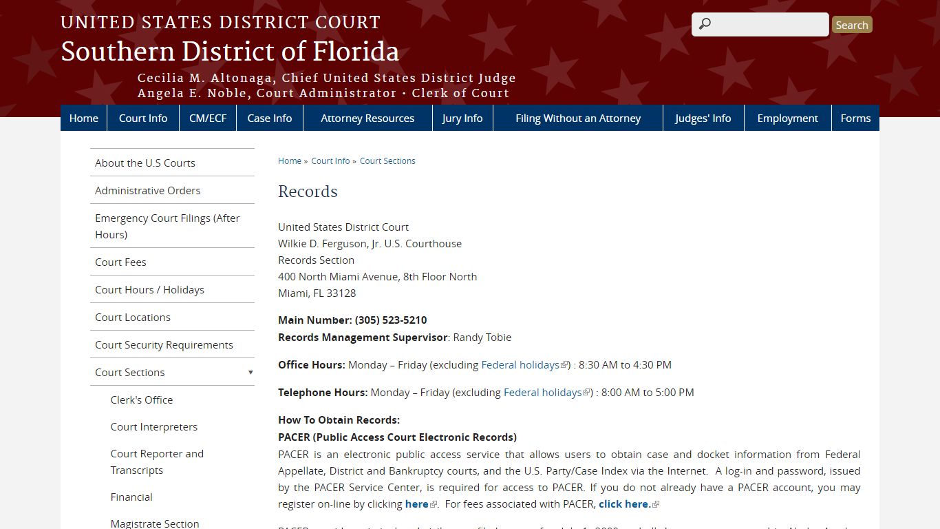 Records | Southern District of Florida | United States District Court